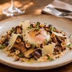 oeuf parfait au champignons, parmesan et crème