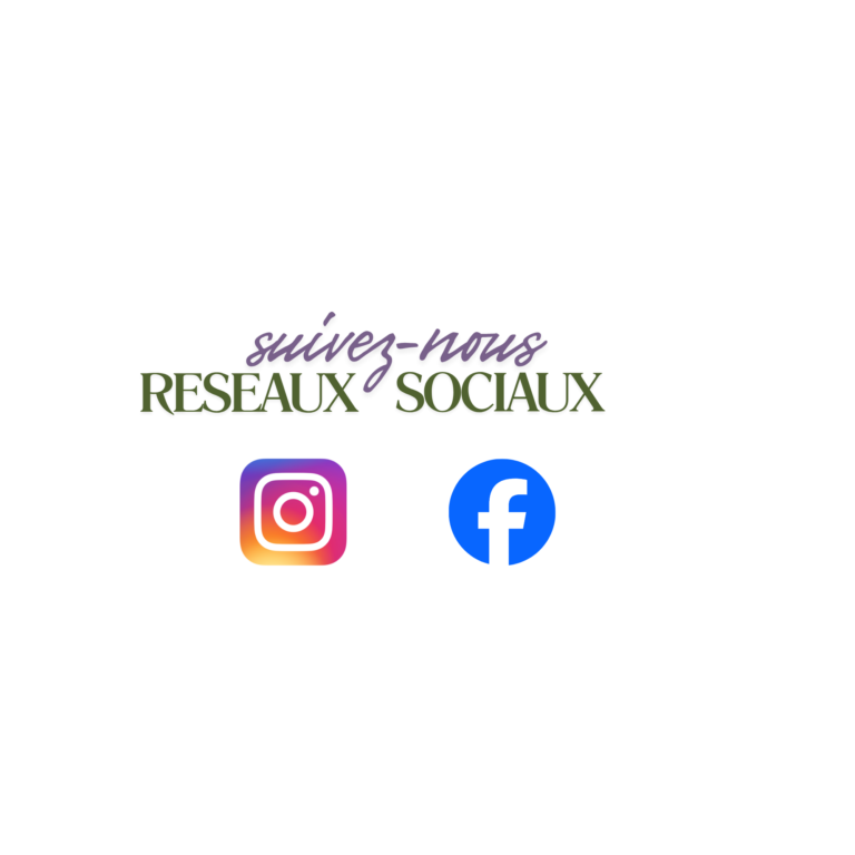 suivez-nous reseaux sociaux avec logo instagram a gauche et logo facebook a droite